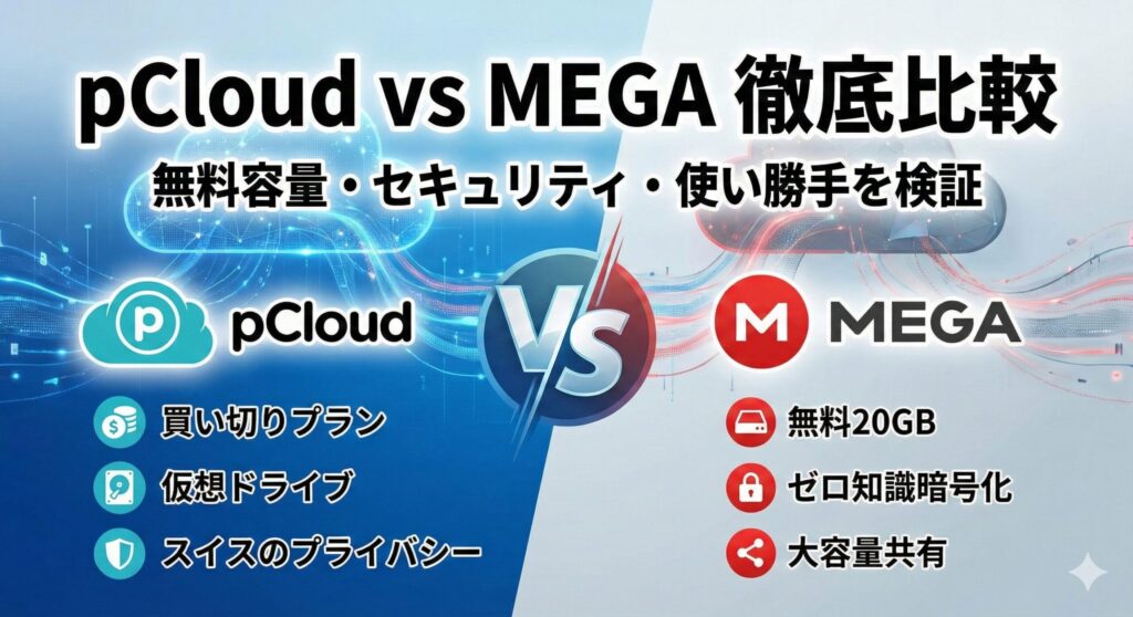 【徹底比較】pCloud vs MEGA｜無料で大容量を使うならどっち？危険性と削除リスクを検証 | ストレージらぼ