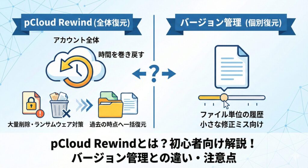 pCloud Rewindとは？バージョン管理との違いと復元できないケースについて解説！ | ストレージらぼ