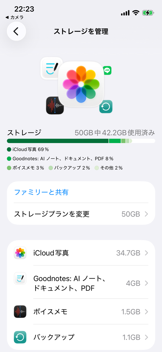 【内訳を実機で確認】iCloudの容量は何が使っている?→ 写真が69%